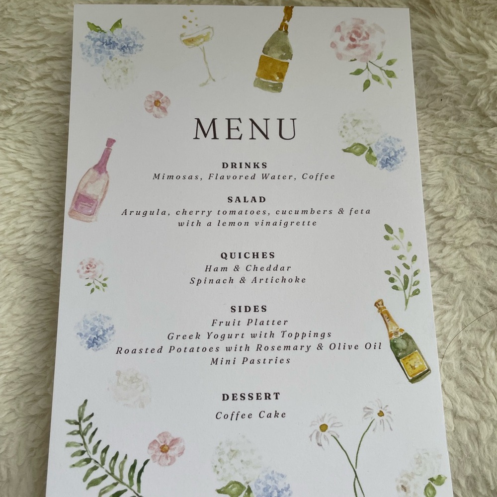 Chic Floral Menu Cards